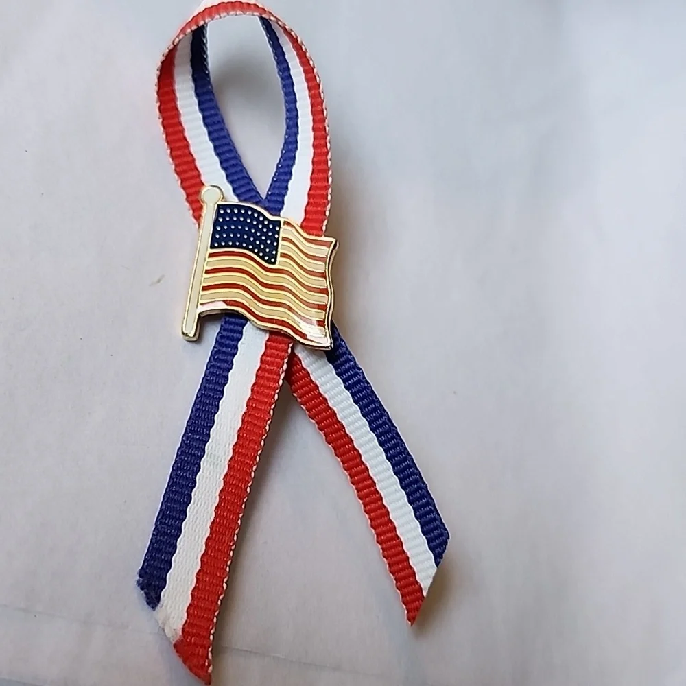 Vintage Flag Ribbon Pin Patriotic
